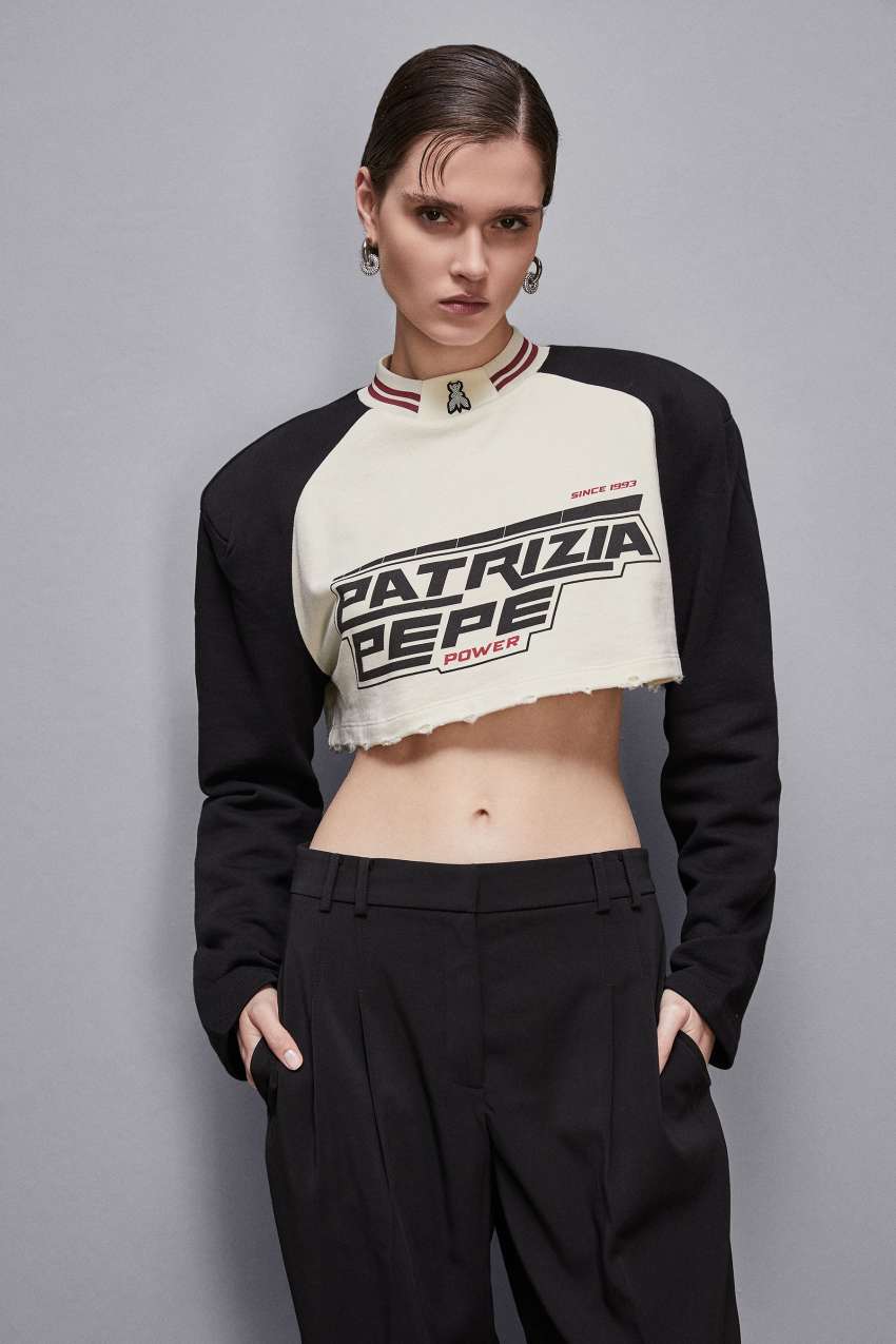 Cropped racing sweatshirt