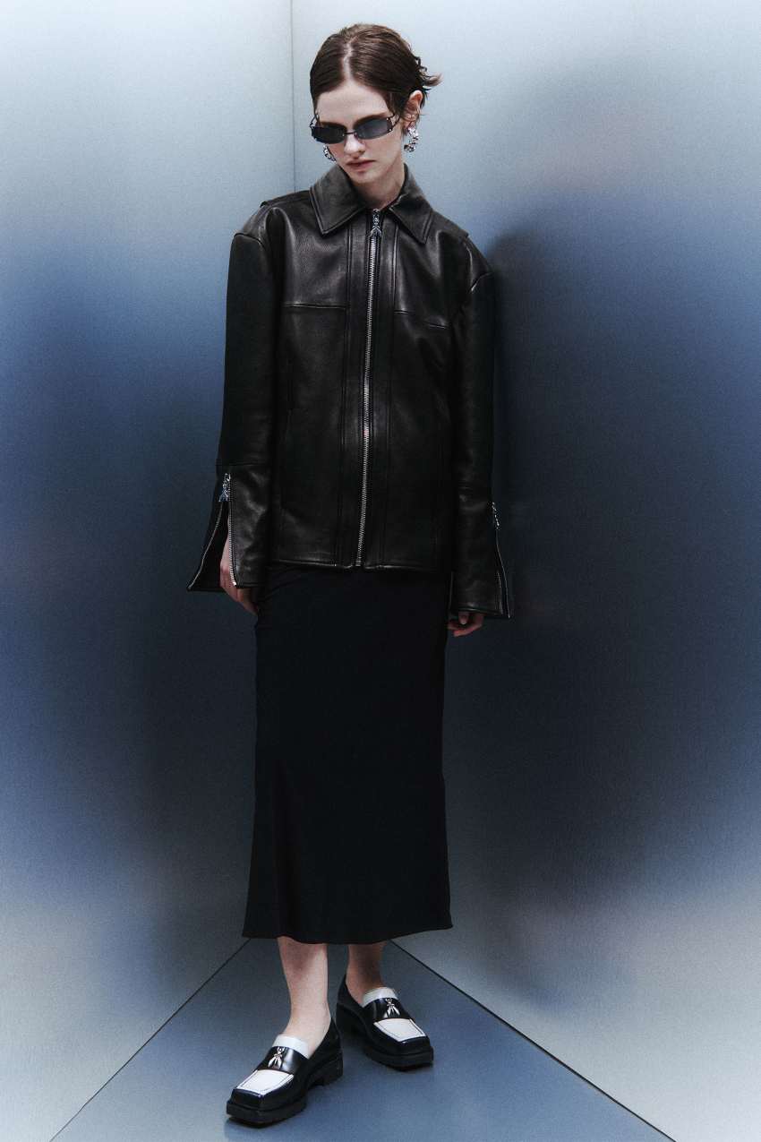 Giacca di pelle con zip