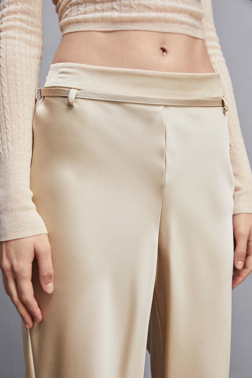 Satin pants with strap