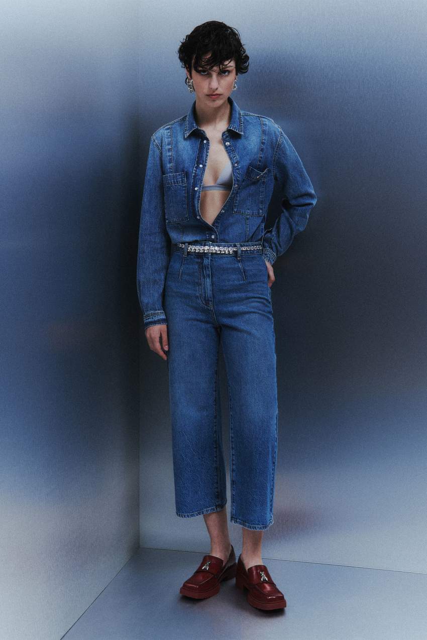 Pantaloni denim Essential a palazzo