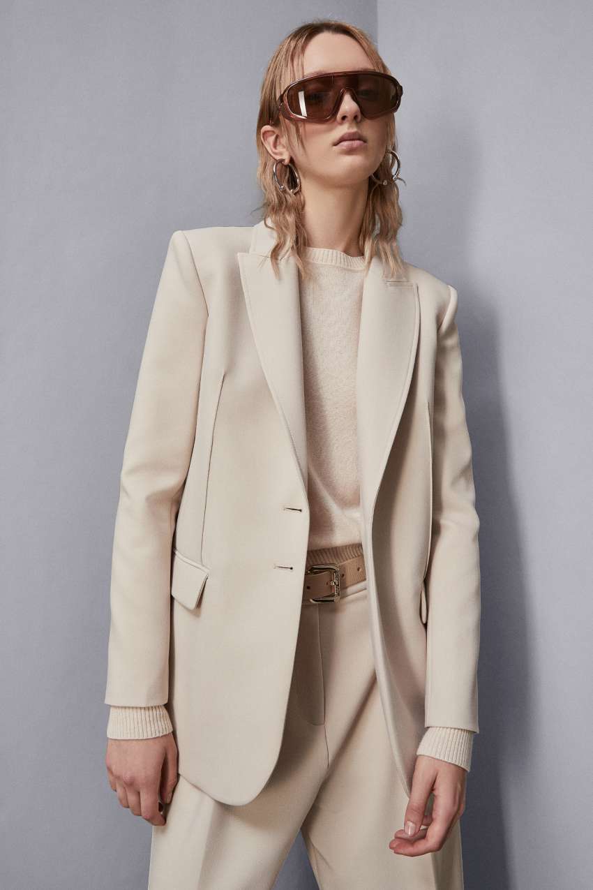 【美品】PATRIZIA PEPE ウールニット アウター ベージュ Patrizia Pepe viscose lurex blend sweater for women