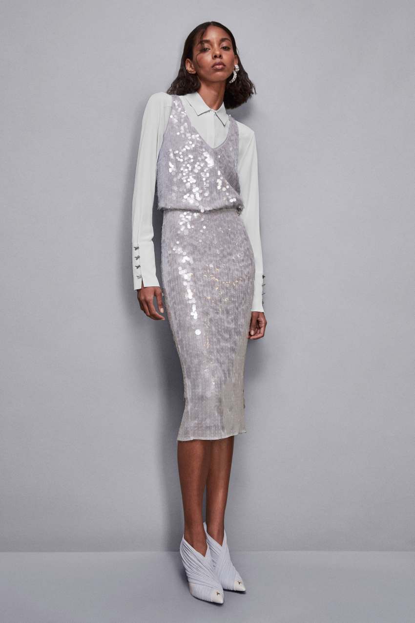Sequin midi skirt | Grey | Patrizia Pepe