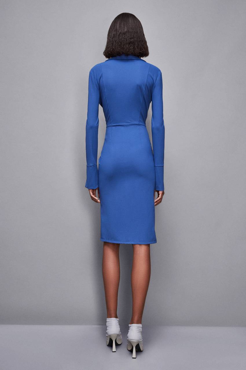 Zippered midi dress | Blue | Patrizia Pepe