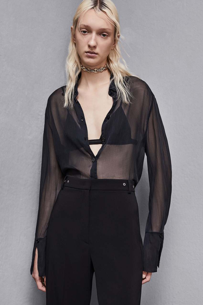 Camicia over in chiffon di seta