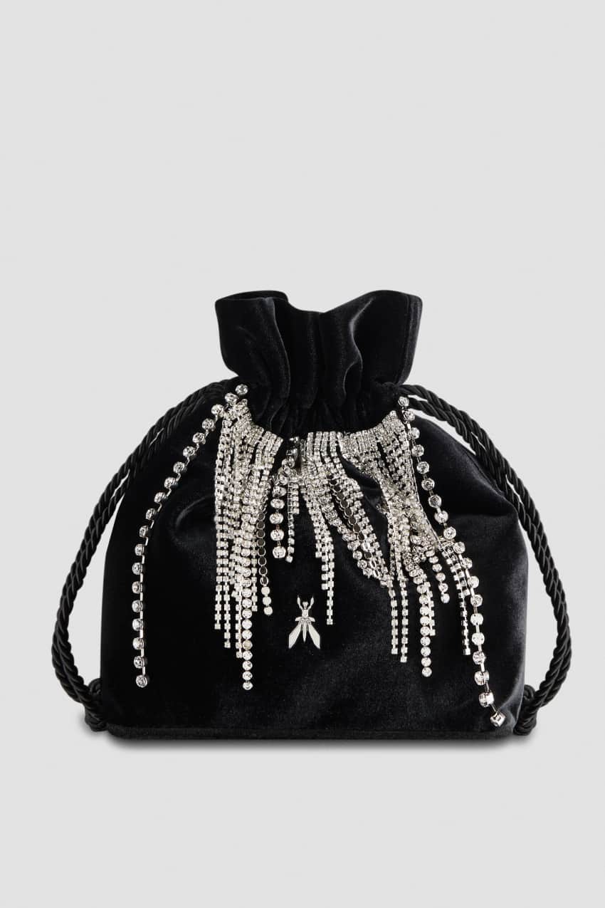 Borsa a sacchetto con strass