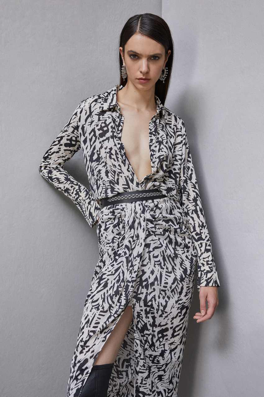 Camicia a maniche lunghe in georgette