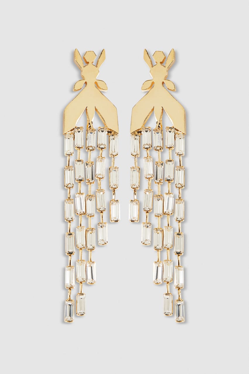 Orecchini pendenti in ottone e vetro