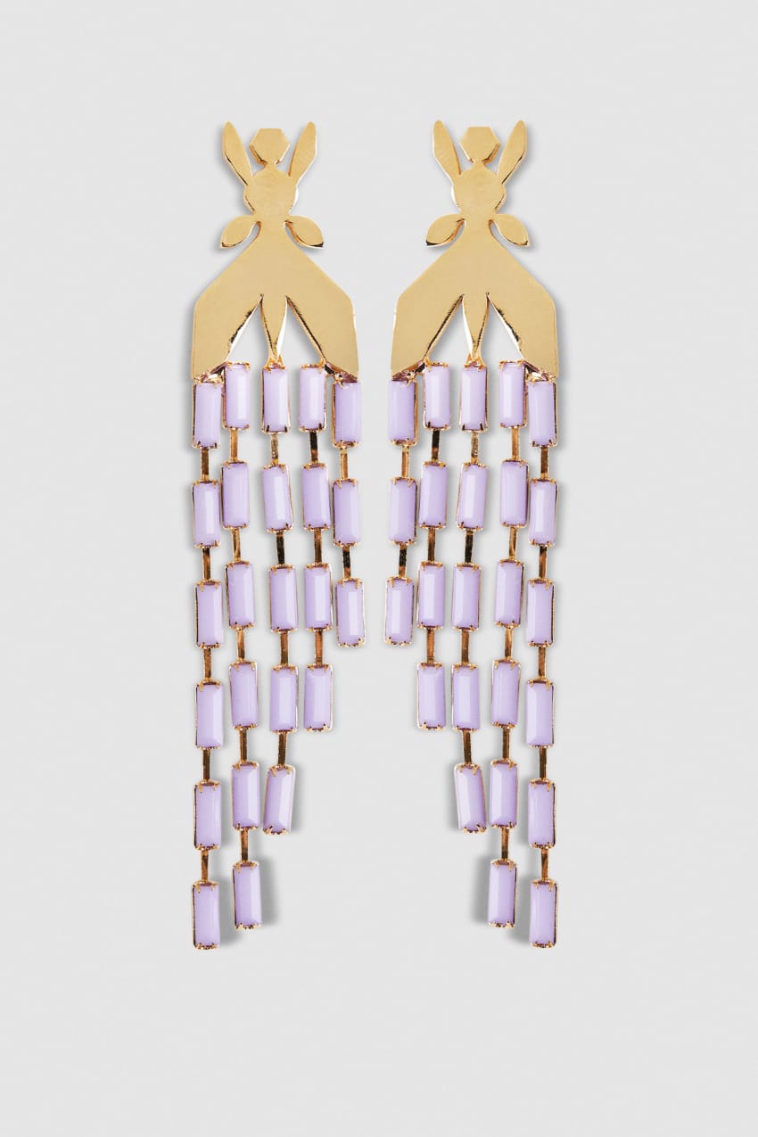 Orecchini pendenti con frange in ottone