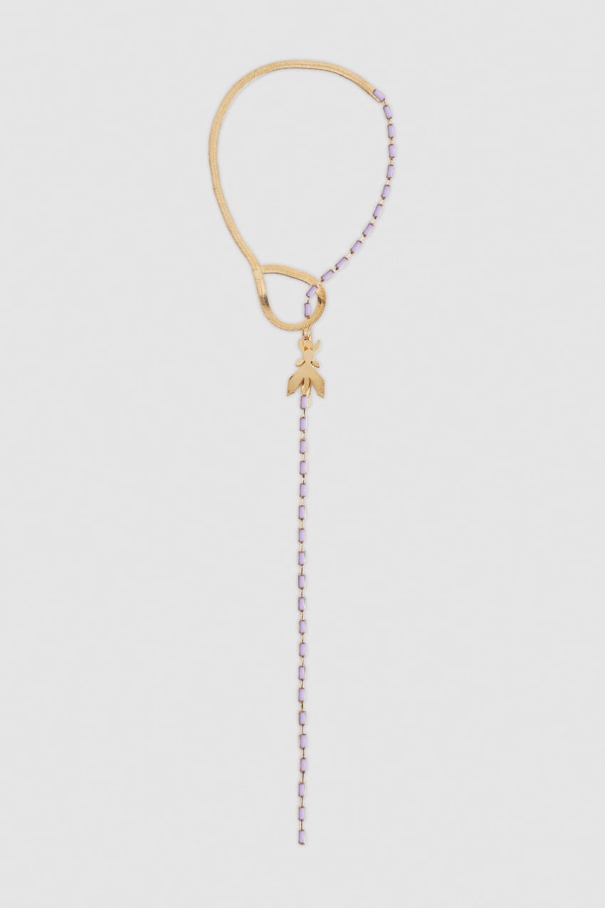 Collana elegante in ottone e vetro