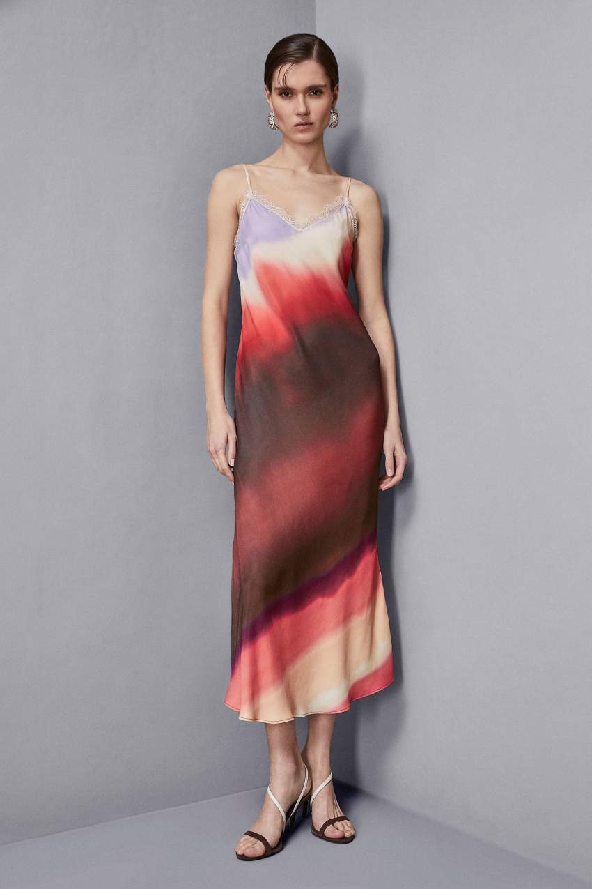 Abito midi con stampa sfumata