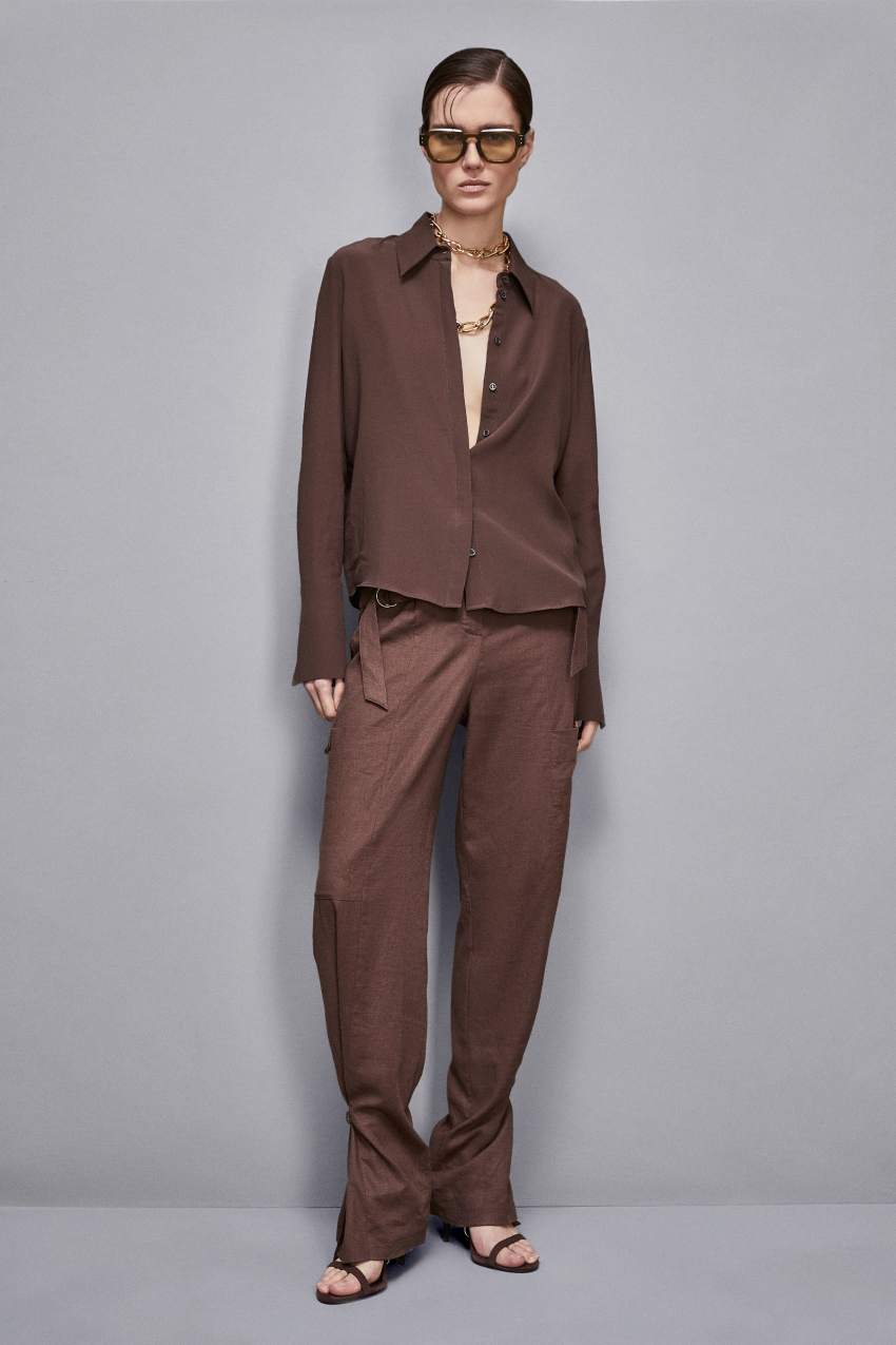 Pantalone cargo in lino