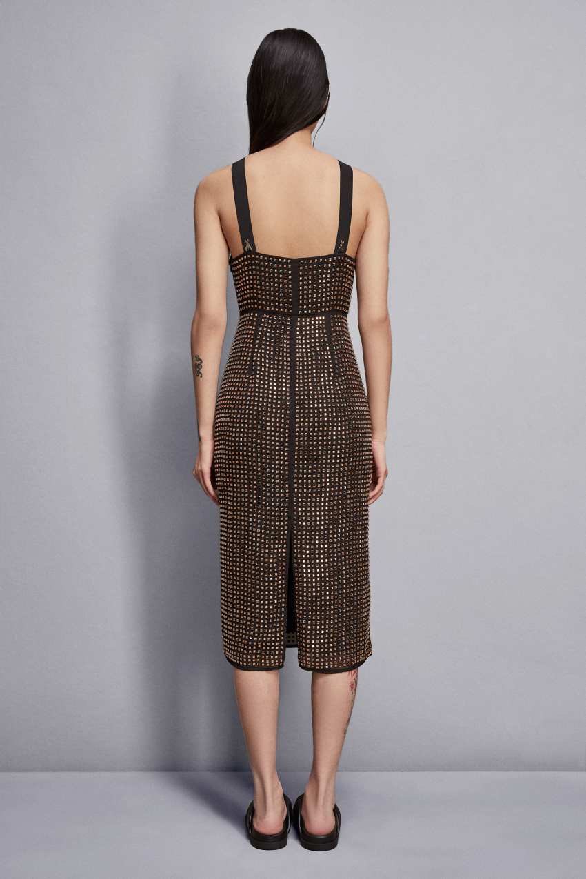 Midi dress in georgette with strass