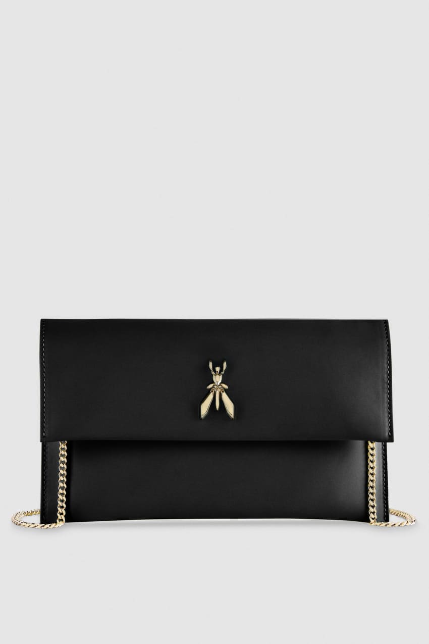 Fly leather clutch bag with chain Patrizia Pepe