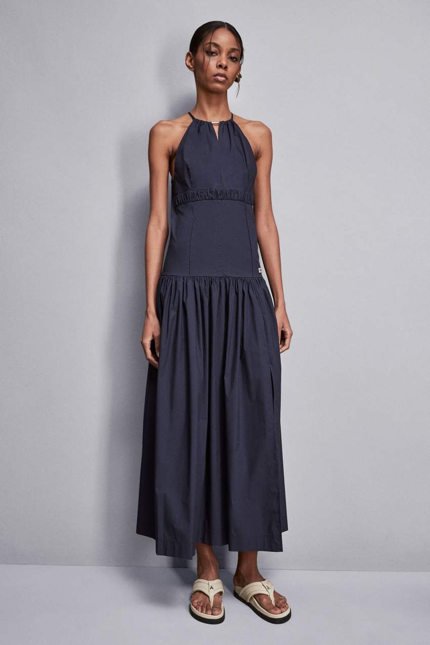 ALGY 卒服　150cm Floral Satin Square Neck Fit And Flare Maxi Bridesmaid Dress