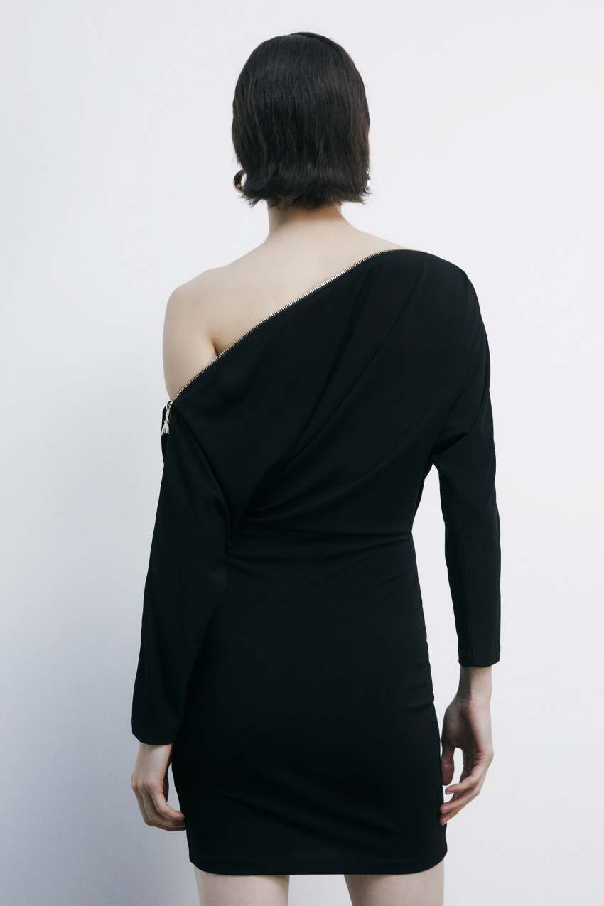 Abito mini full zip in jersey stretch Nero Patrizia Pepe