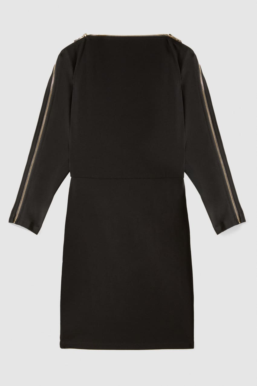 green emerald velvet dress Calvin Klein Lace-Up V-Neck Zipper Sleeve Dress Black Gold Detailing S