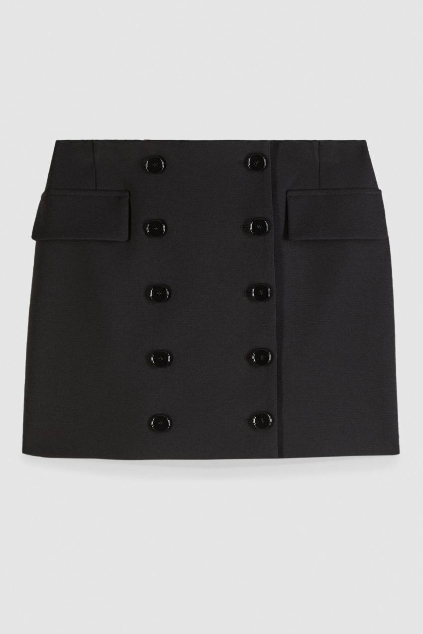 Wrap-skirt with buttons | Black | Patrizia Pepe