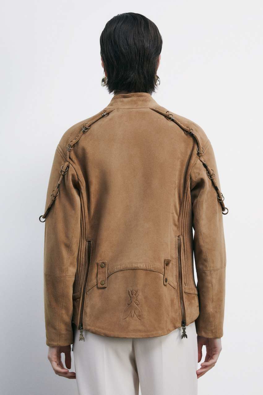【INCHANT ME】Peto Roundneck Suede Jacket Perforated Goat Suede Leather Jacket - Exclusive Leather