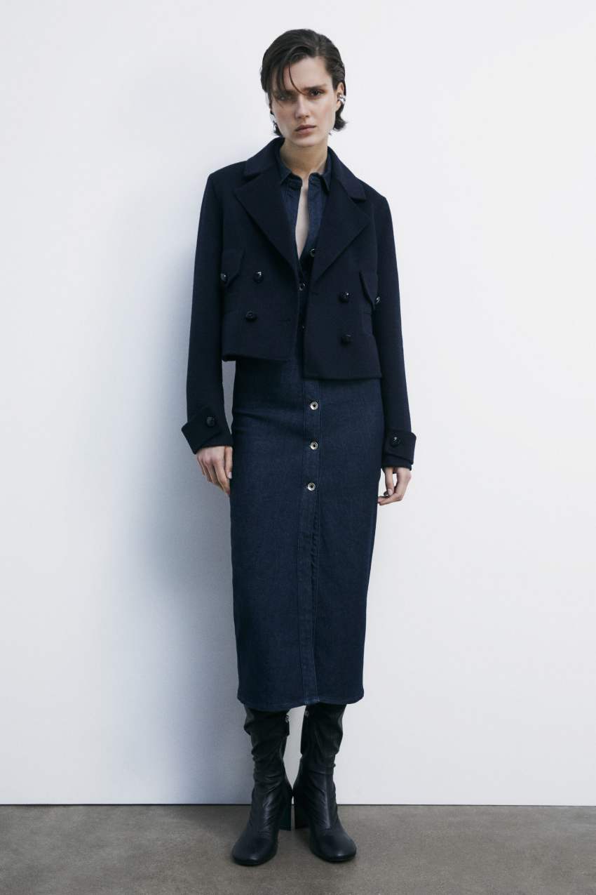 Short jacket in wool blend | Blue | Patrizia Pepe