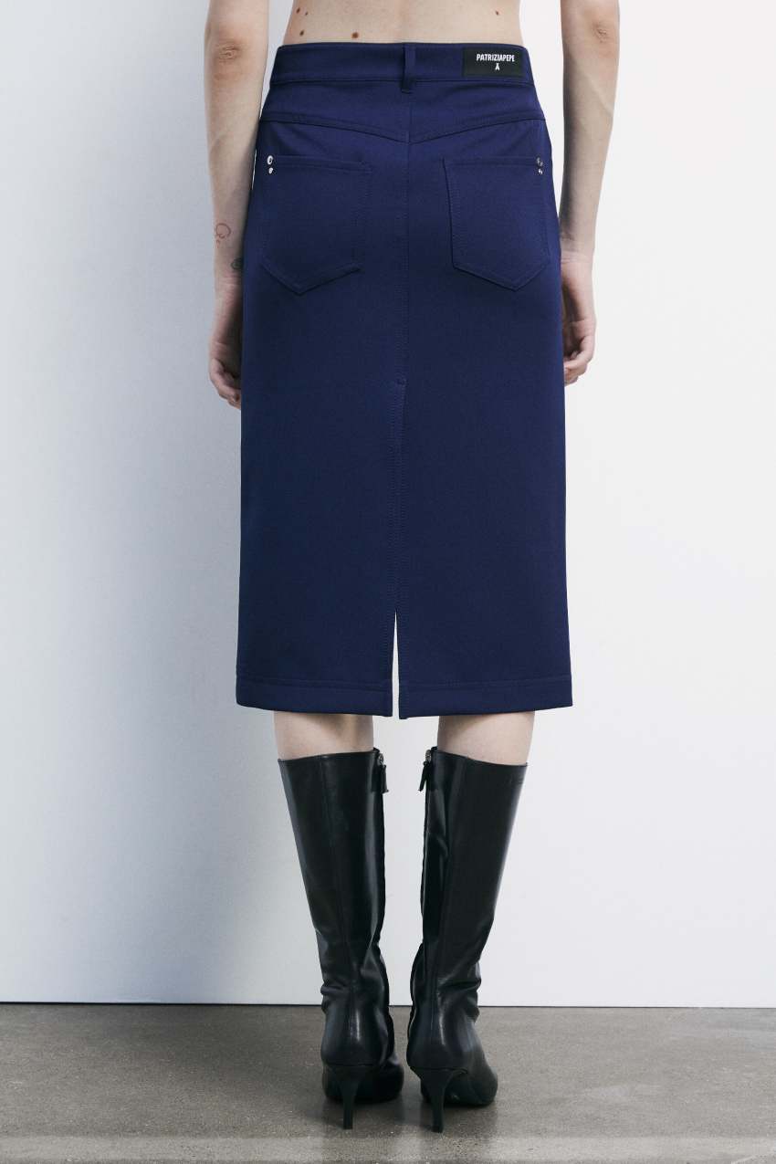 Low waist midi skirt with five pockets | Light Blue