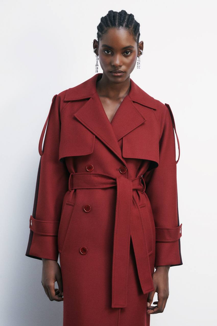 Tailored wool trench coat | Red | Patrizia Pepe