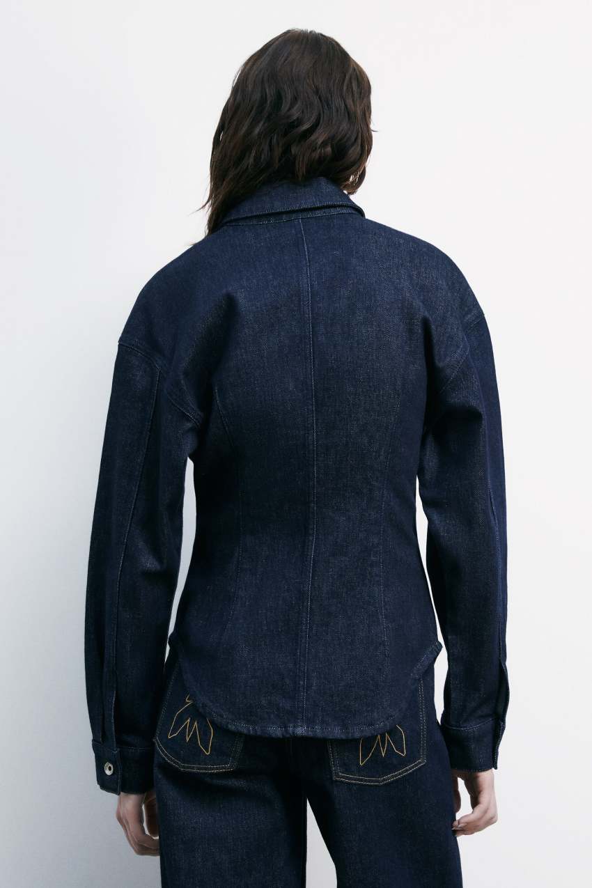 NINE9U sweat×denim balloon-sleeve Tops Denim Balloon-Sleeve Shirt | Gap