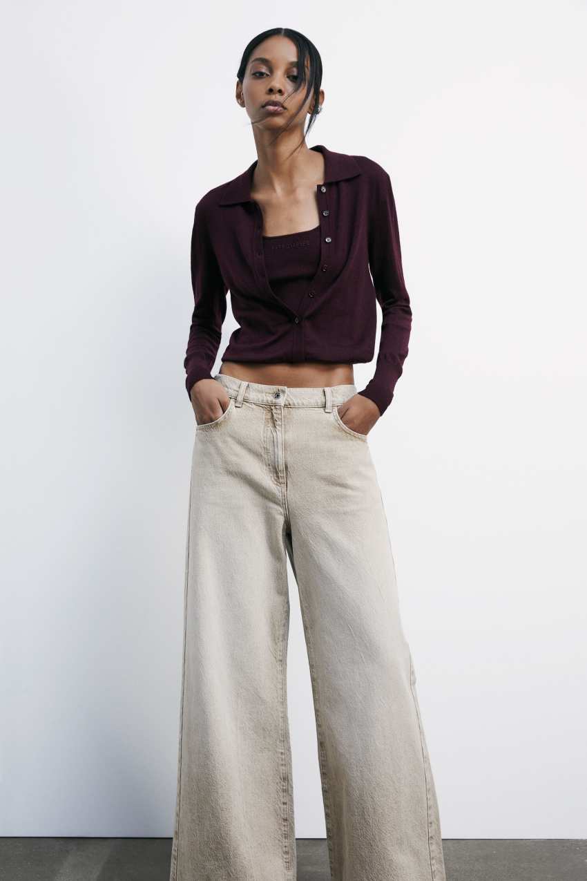 Cardigan in lana con top interno