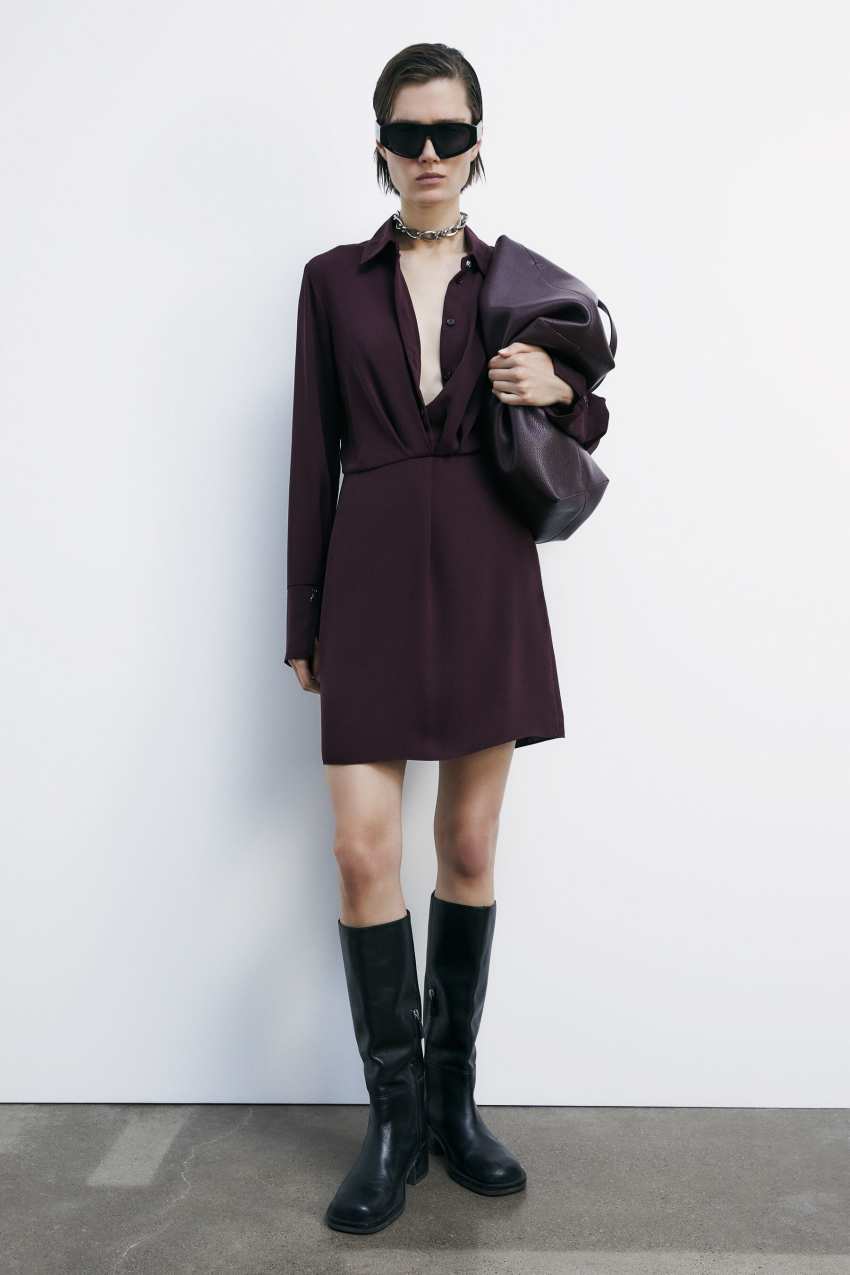 Abito mini chemisier in crêpe