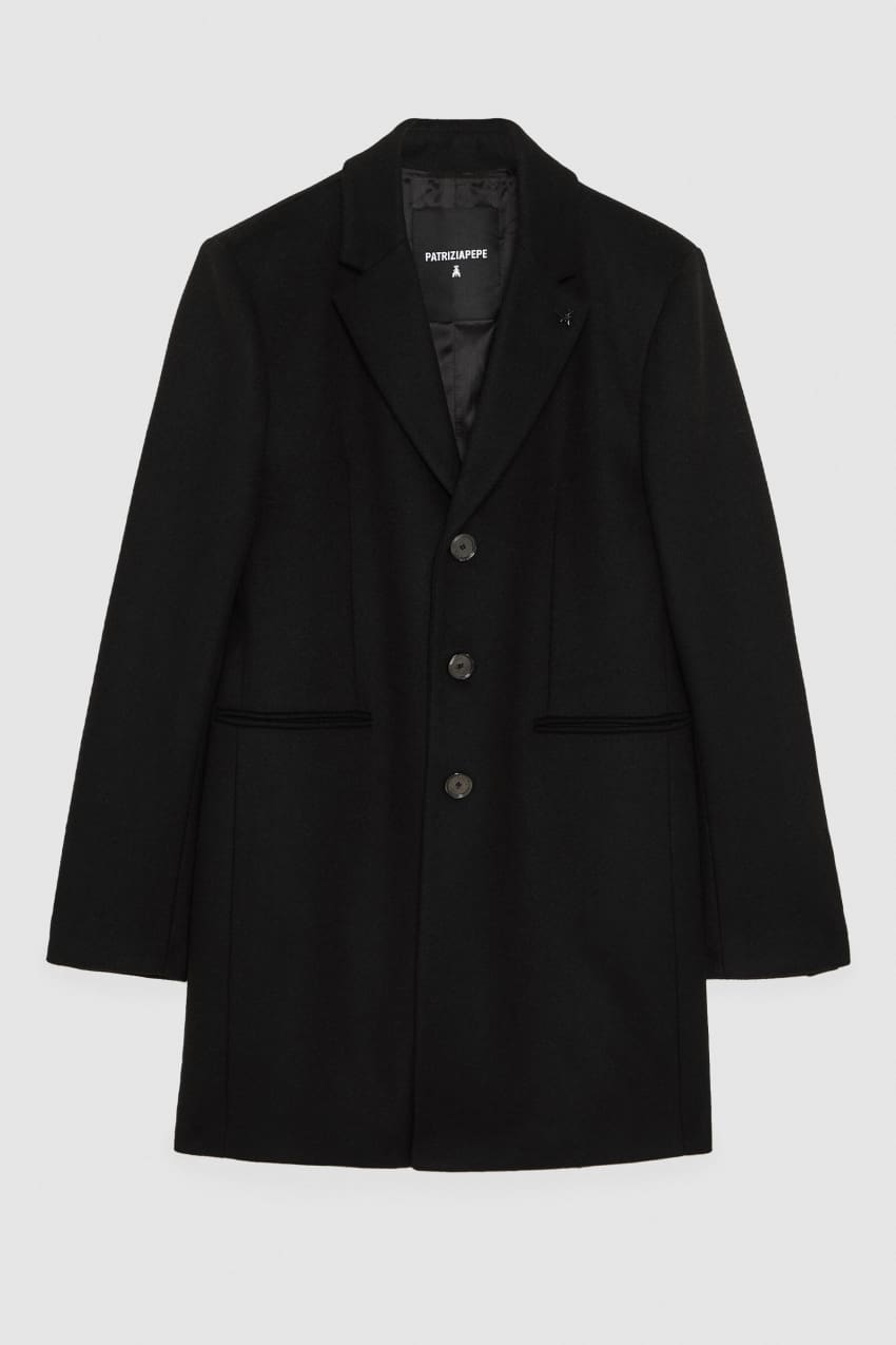 Black wool blend lined coat | Patrizia Pepe