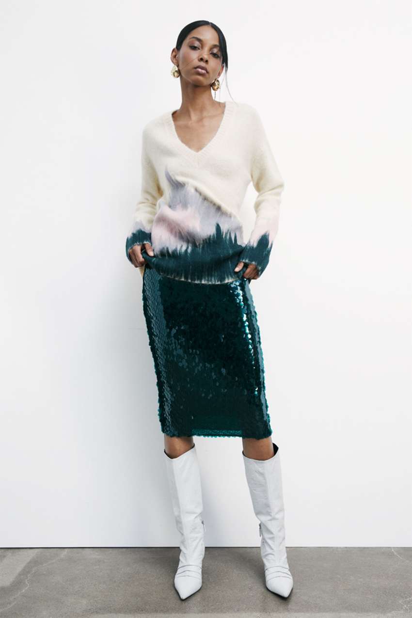 Gonna midi in tulle con paillettes