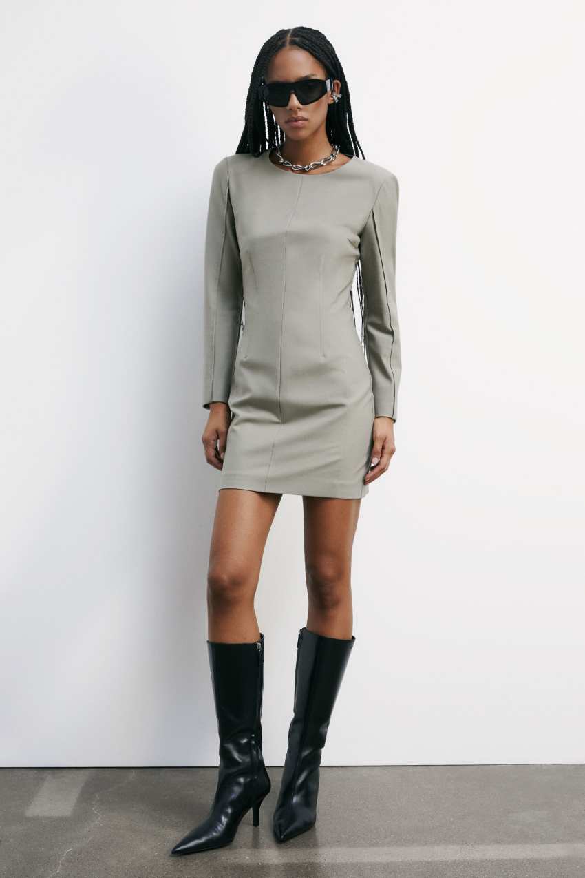 ANDMARY Fur pocket mini dress ベージュ ANDMARY】Fur pocket mini dress