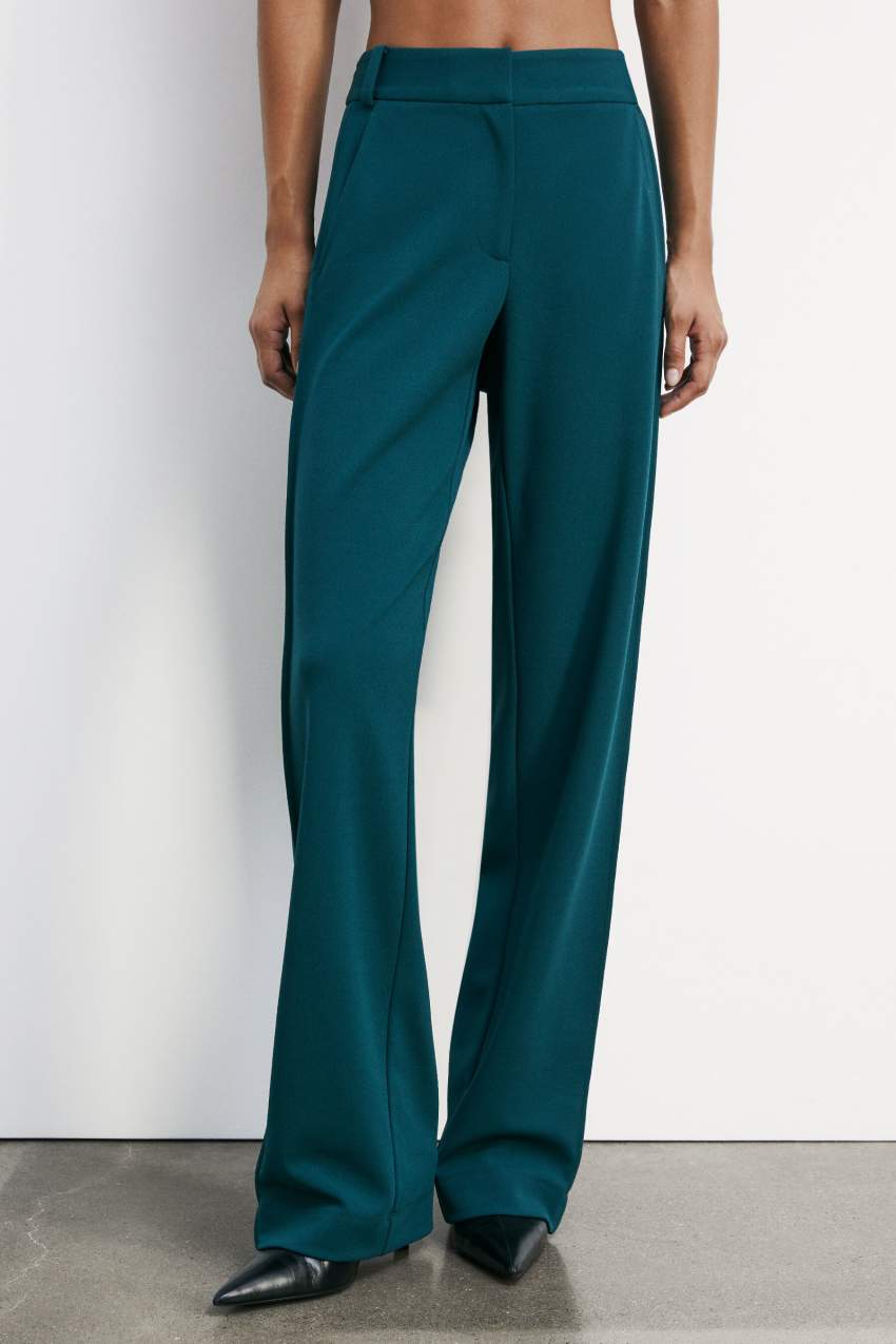 Wide pants with ribbing | Black | Patrizia Pepe
