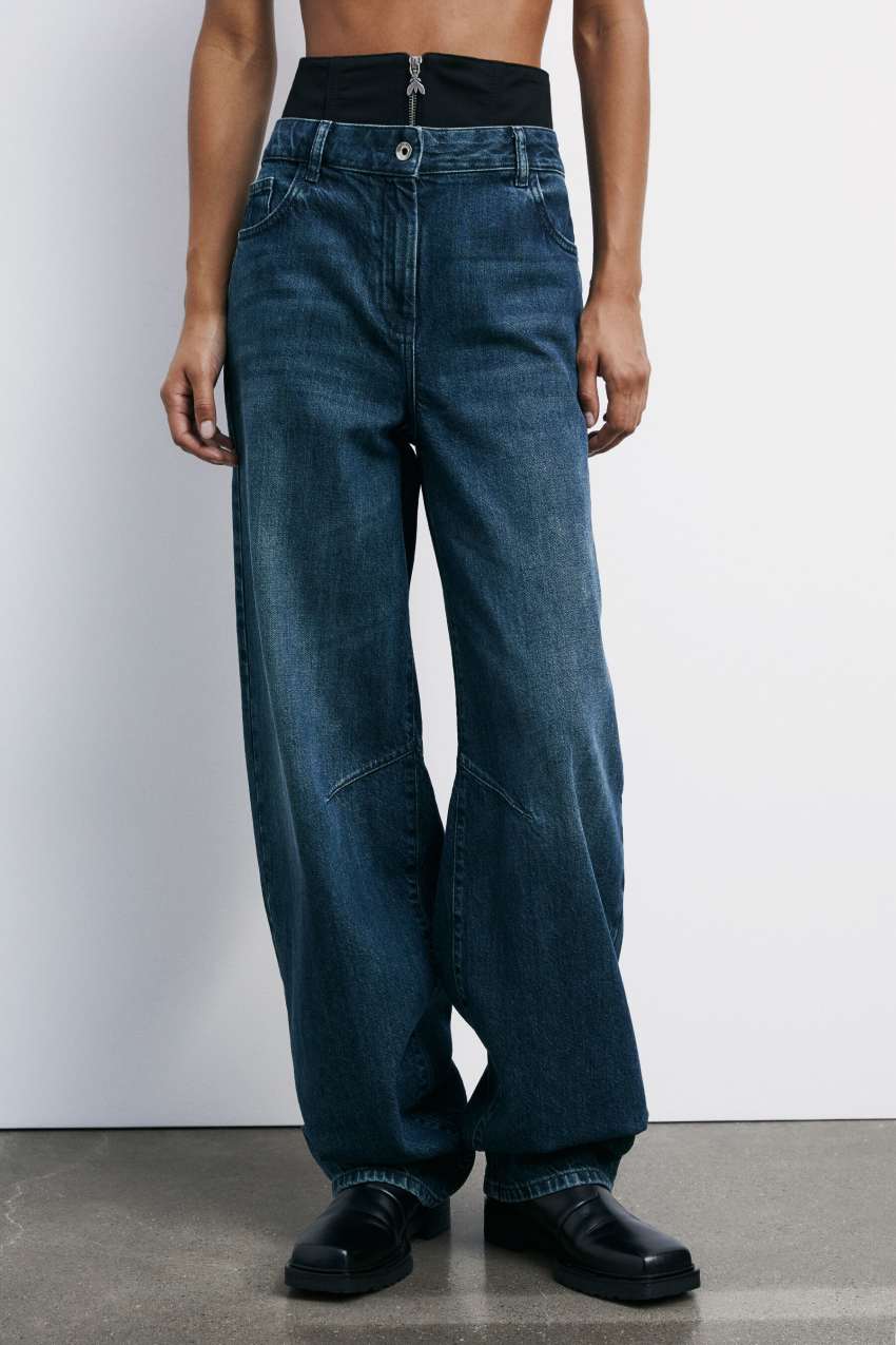 Baggy jeans with corset | Blue | Patrizia Pepe