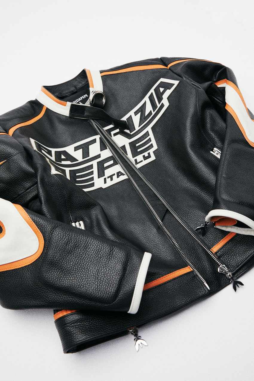 Racing leather biker jacket | Black | Patrizia Pepe