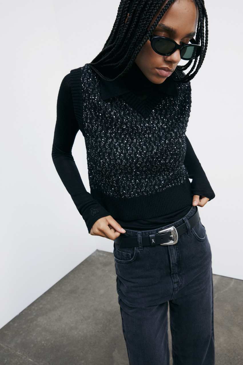 Gilet in maglia con paillettes