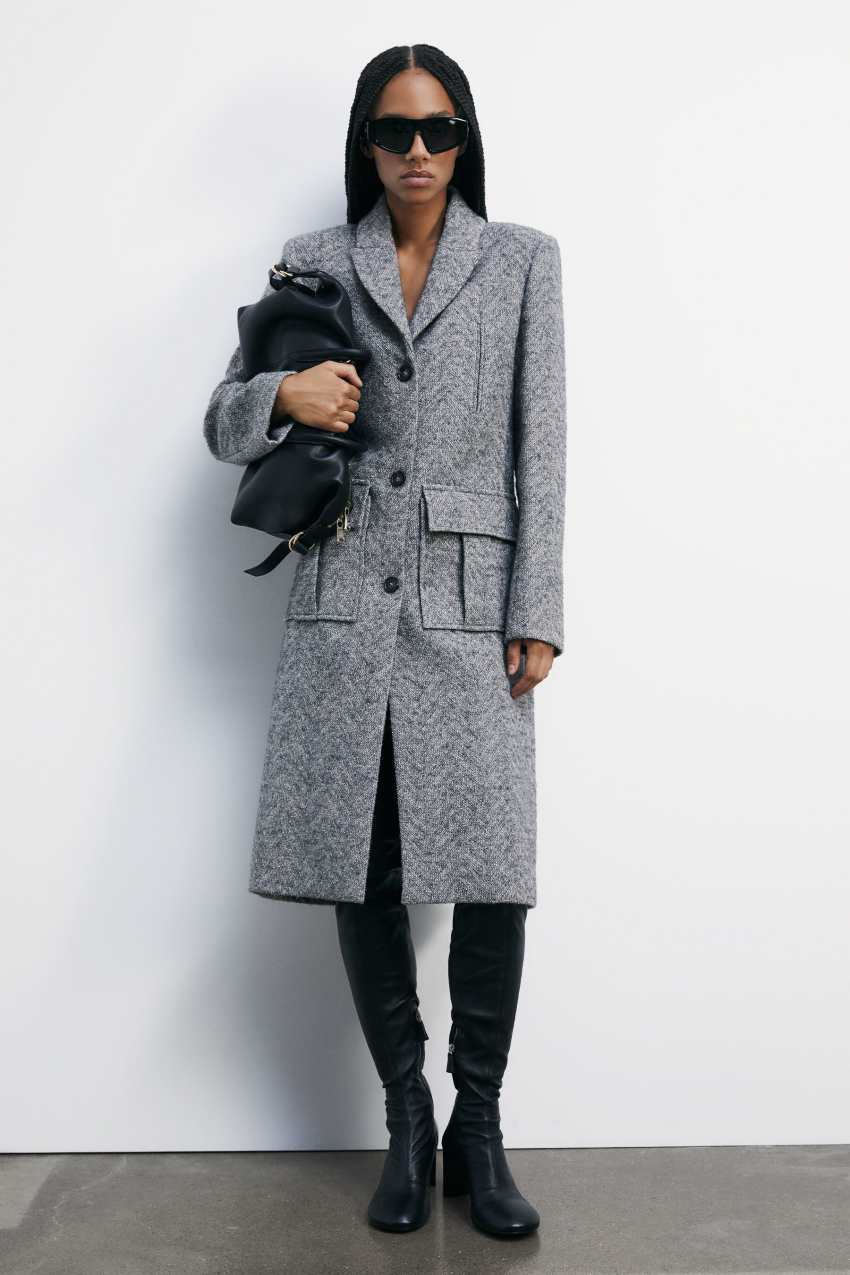 Cappotto midi Herringbone