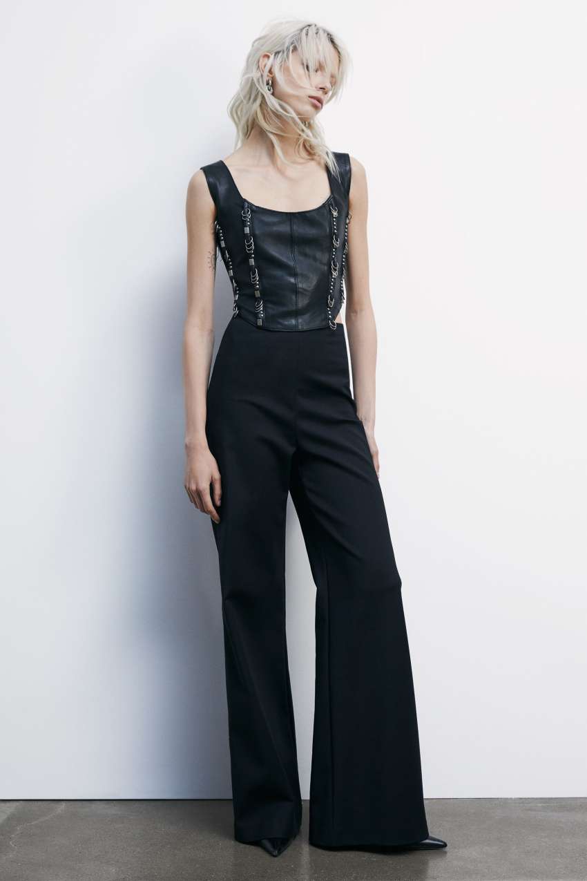 High-waisted palazzo pants