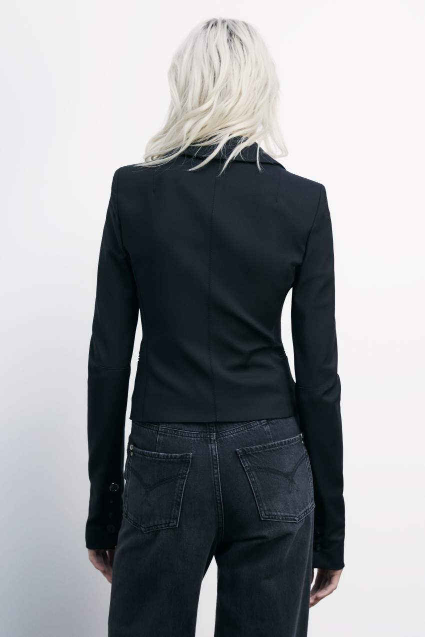 Blazer Aquascutum Noir à Carreaux - Taille UK 6 (IT 38) - Laine - Neuf Sans Étiquettes