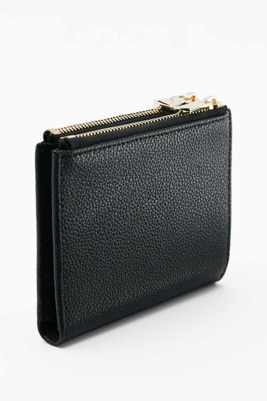 Leather wallet with zipper | Black | Patrizia Pepe