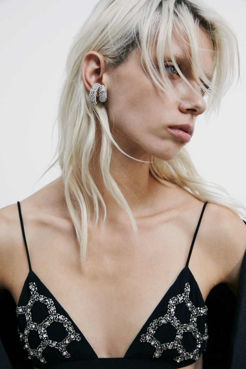 Earcuff medio Metal Circle con strass