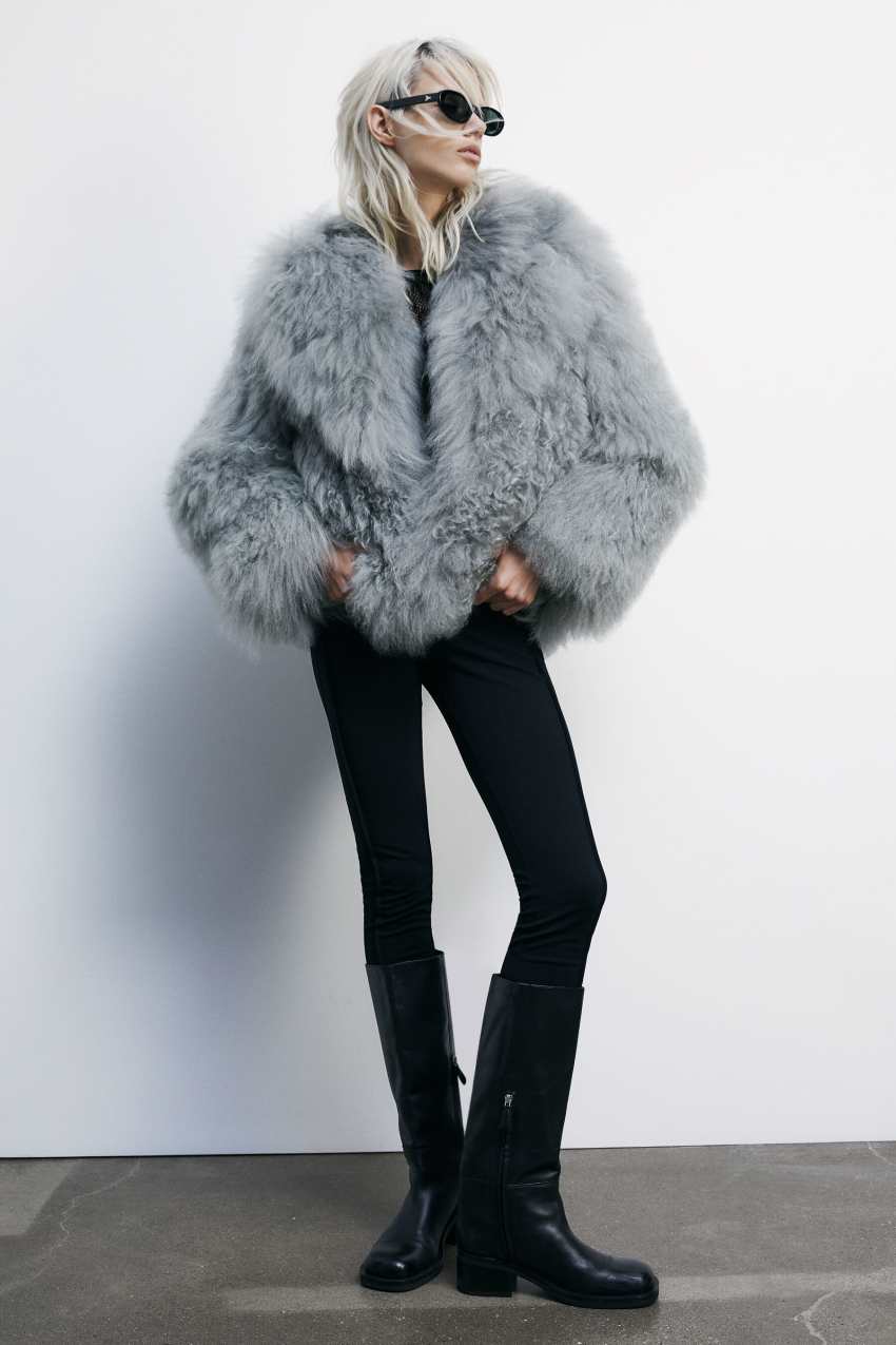 Short fur jacket | Grey | Patrizia Pepe