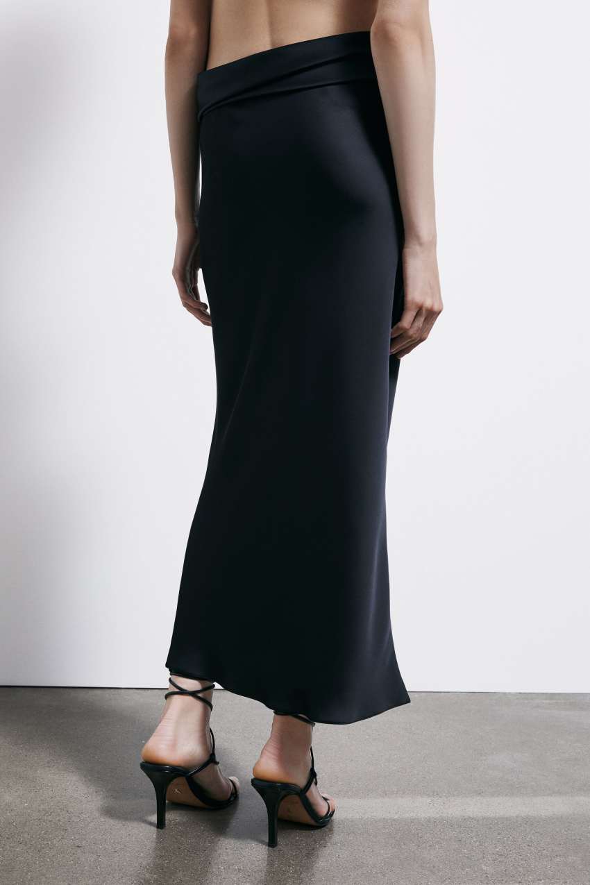Draped satin midi skirt | Yellow | Patrizia Pepe