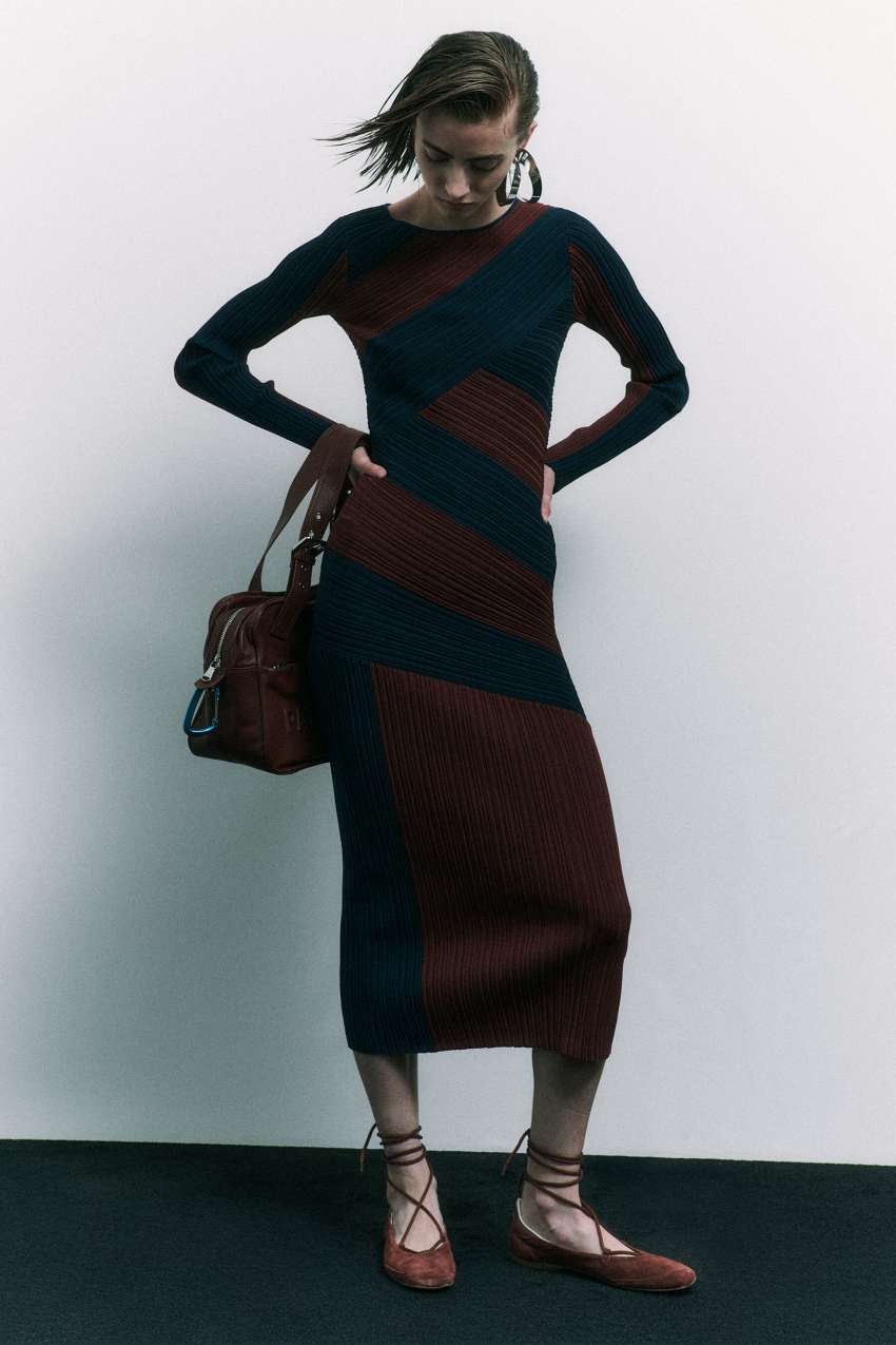 Knit midi dress with sculptural lines