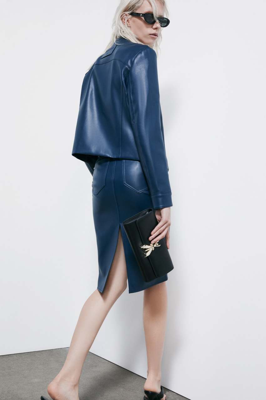 Coated midi skirt | Blue | Patrizia Pepe