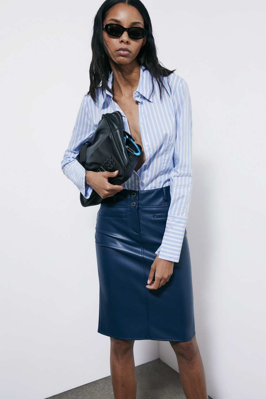 Camicica slim fit in popeline a righe