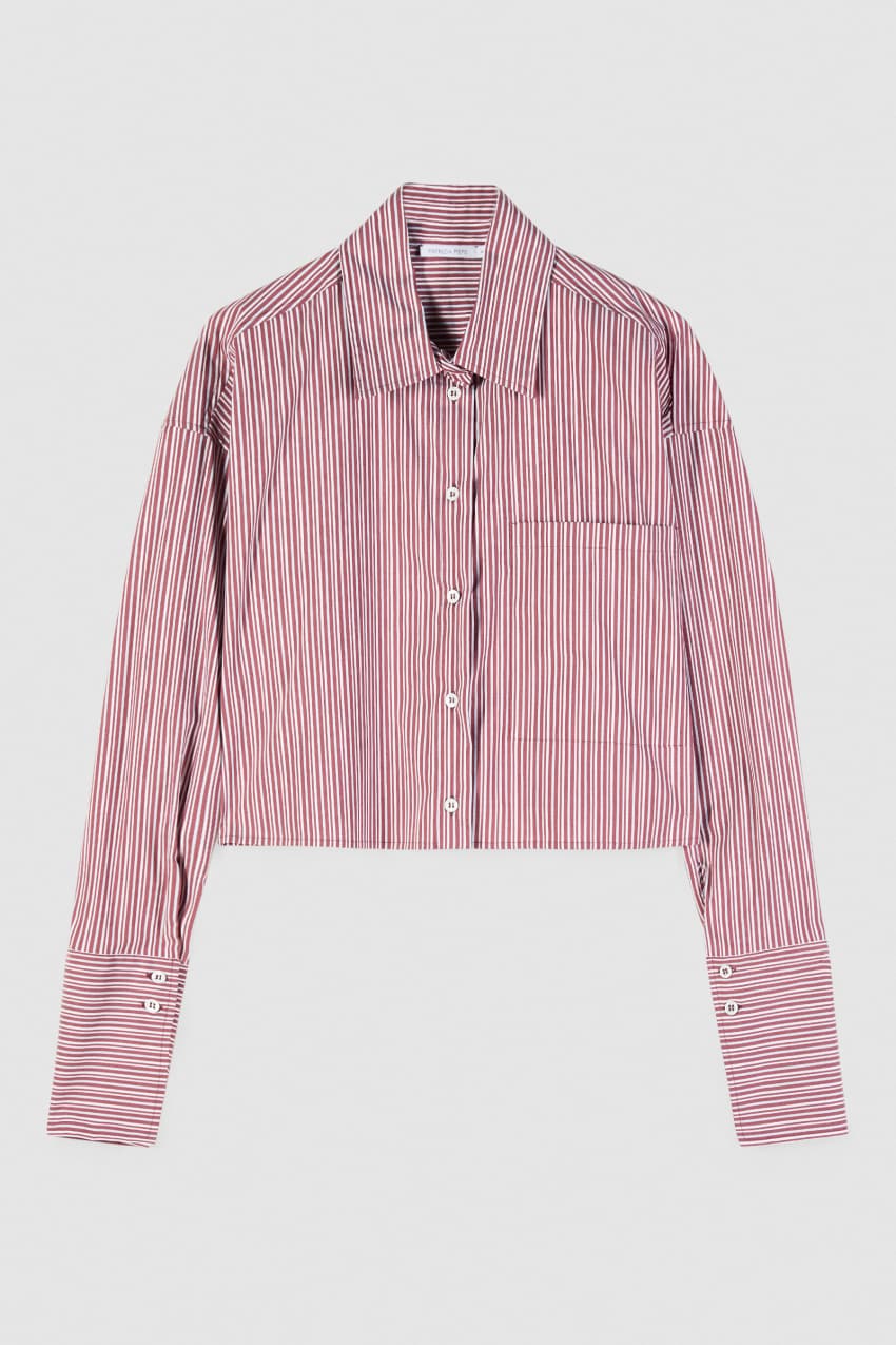 Striped poplin cropped shirt | Striped | Patrizia Pepe