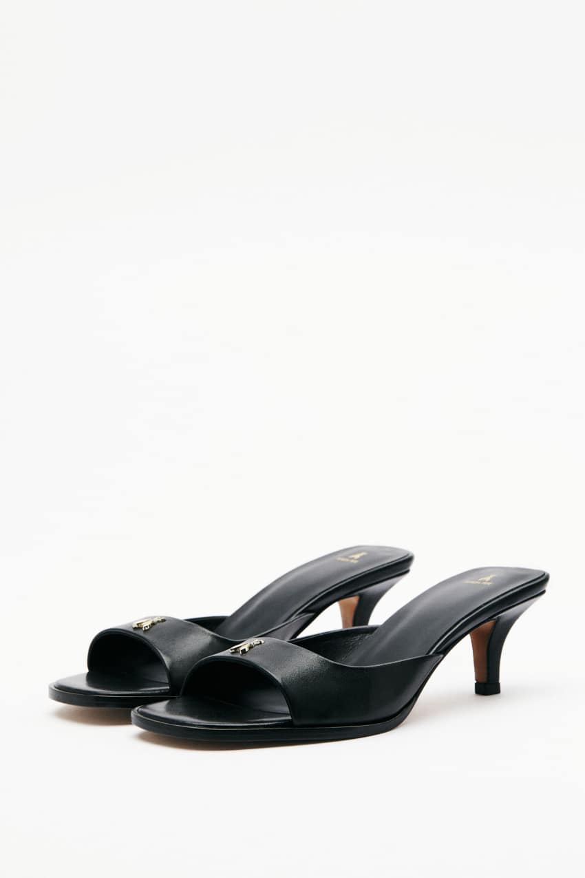 Square Essential Fly sabot sandals with nappa heel | Black