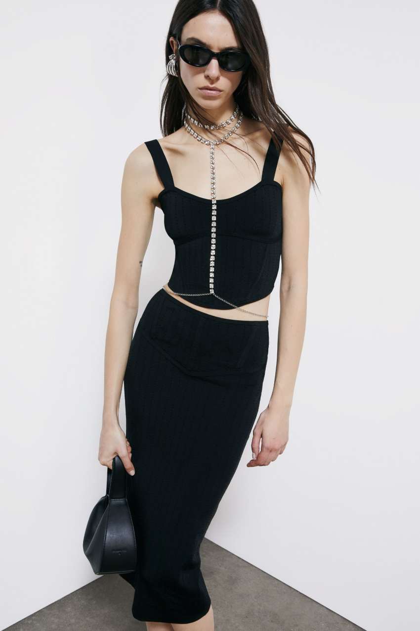 Jacquard knit bustier