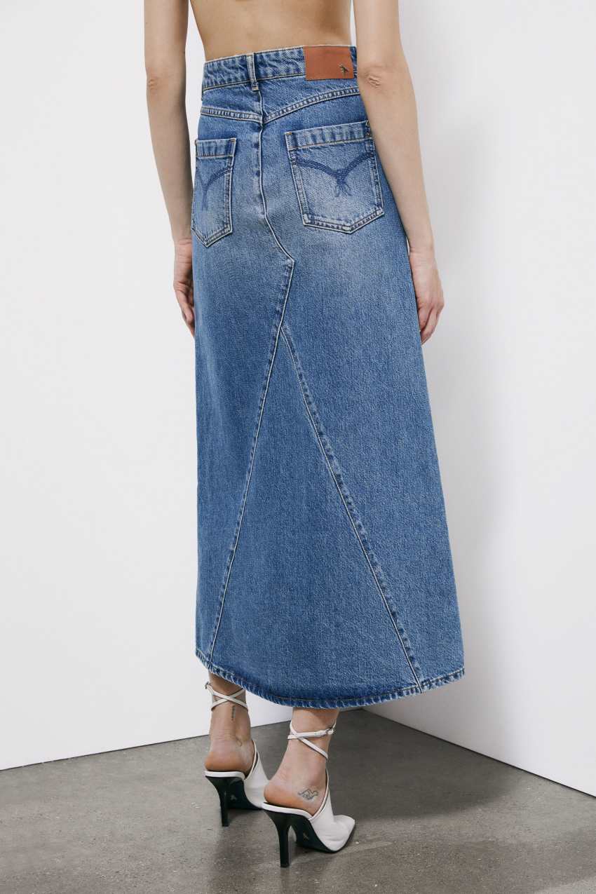 Long denim skirt
