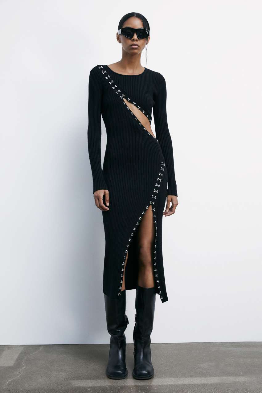 Abito midi glam rock in maglia